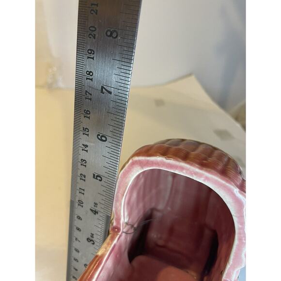 planter baby carriage pink Midcentury american pottery boho USA made small vtg - Picture 9 of 13